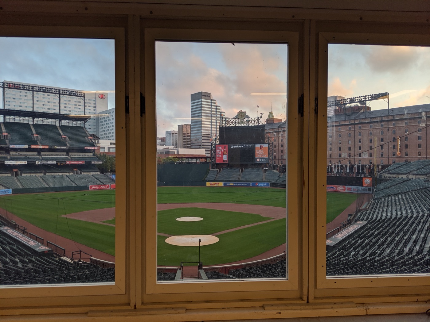 Oriole Park at Camden Yards with the Baltimore skyline